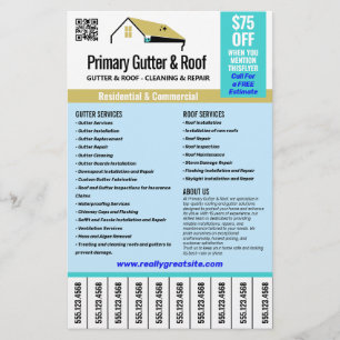 Roof and Gutter Services Tear Off Phone Numbers Flyer