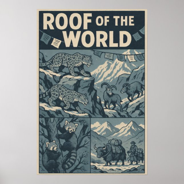 Roof of the World – Himalayan Wildlife Comic Art Poster (Front)