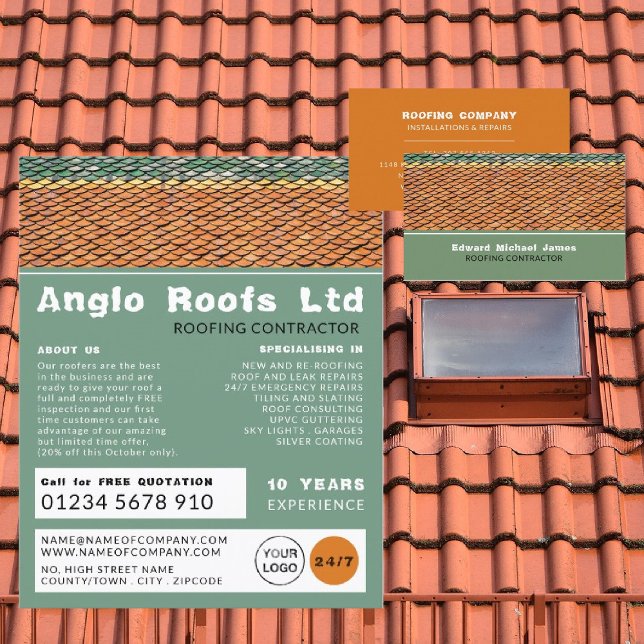 Roof Tiles, Roofer, Roofing Contractor Advertising Flyer (Creator Uploaded)
