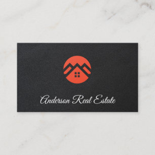 Roof Top Icon   Leather   Realtor Business Card