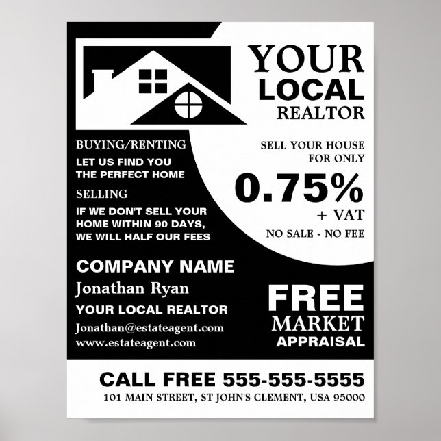 Roof Tops, Realtor, Estate Agent Advertising Poster (Front)