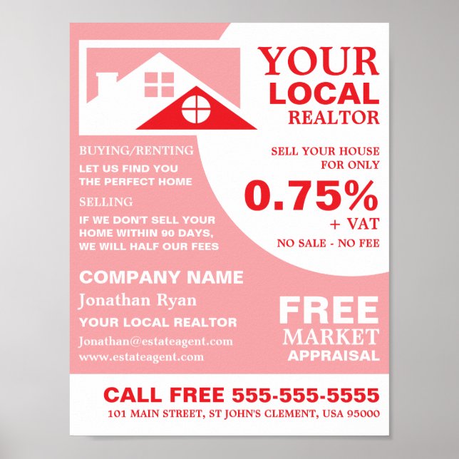 Roof Tops, Realtor, Estate Agent Advertising Poster (Front)