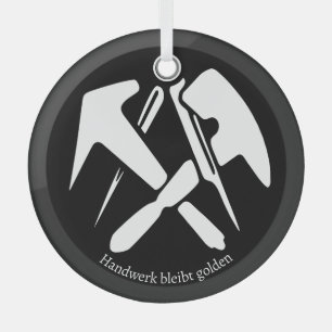 Roofer Badge Glass Ornament