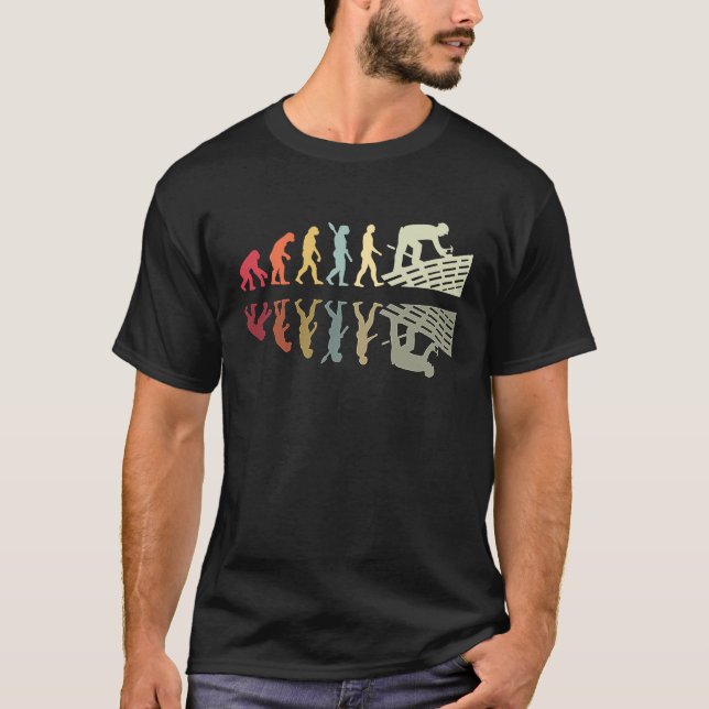Roofer Human Evolution Retro Vintage Construction  T-Shirt (Front)