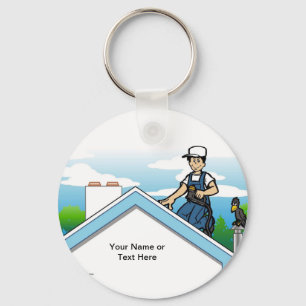 Roofer - Male Cartoon by PrintedPerfection.com Keychain