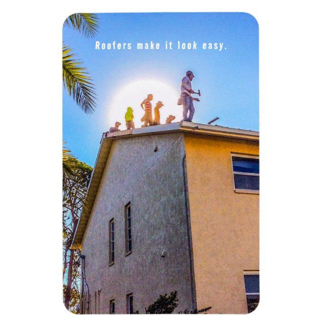 Roofers on a Roof Flexible Photo Magnet (Vertical)