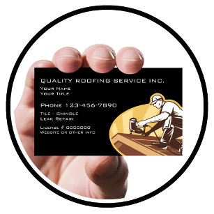 Roofing And Construction Retro Design Business Card