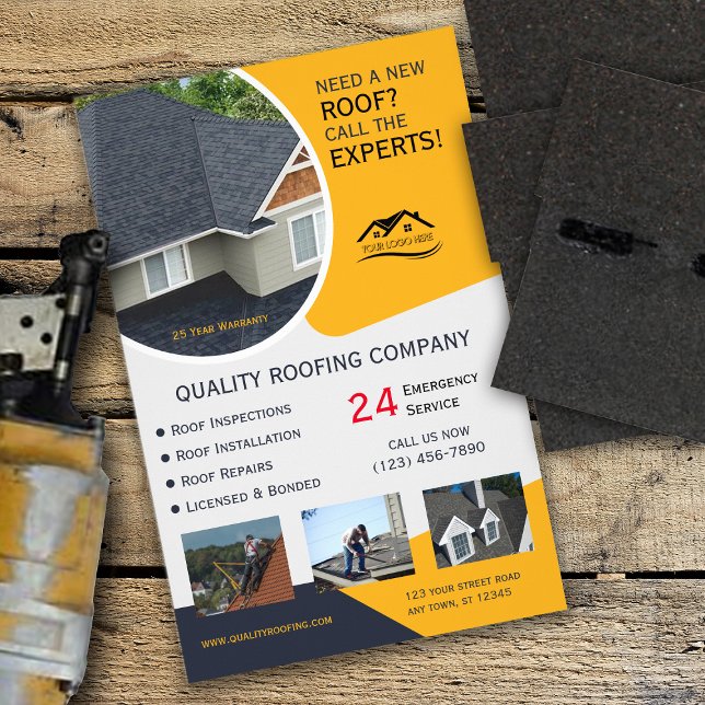 Roofing and Repair Business Yellow Flyer (Creator Uploaded)