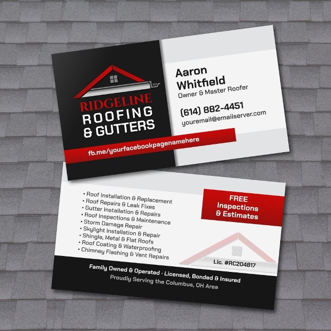 Roofing & Gutters Contractor Business Card (Creator Uploaded)