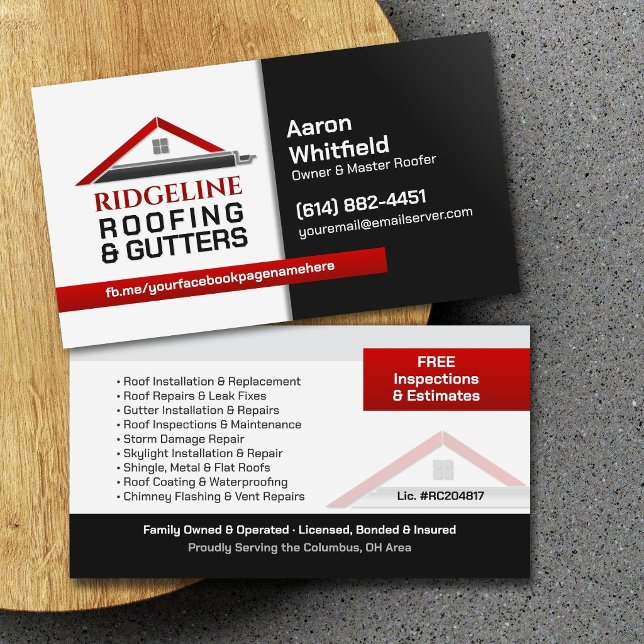 Roofing & Gutters Contractor Business Card (Creator Uploaded)