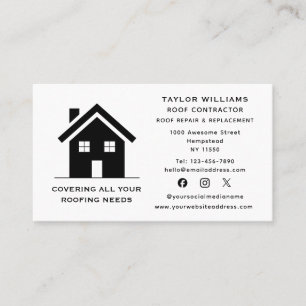Roofing House Builder Construction Social Media Business Card