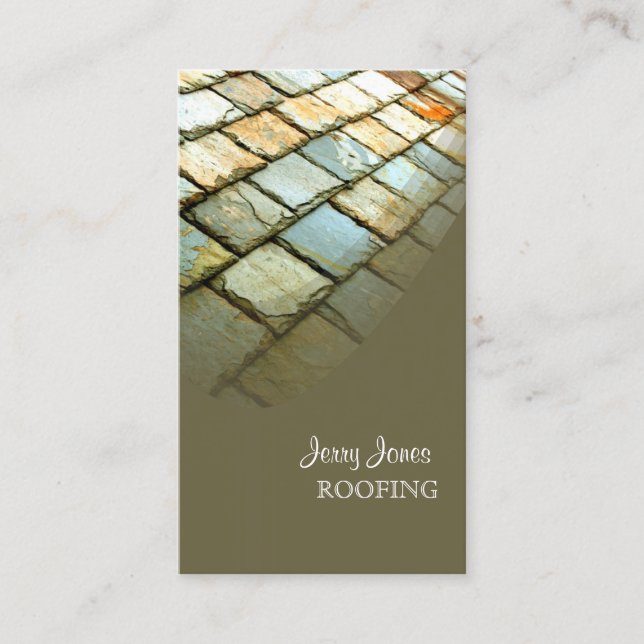 Roofing, photo slate roof business card (Front)