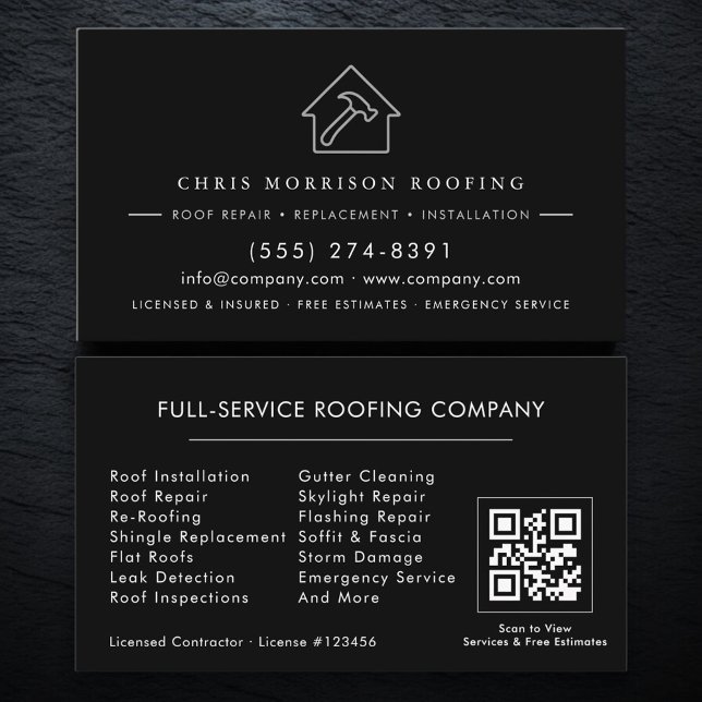 Roofing Service QR Code Business Card (Creator Uploaded)
