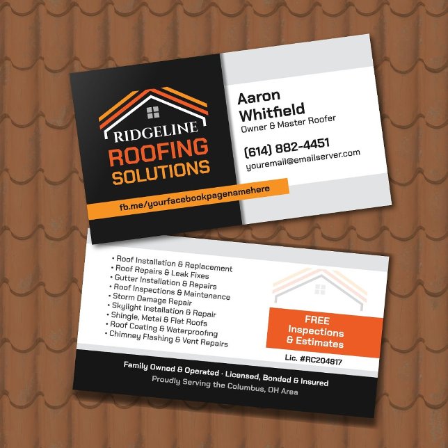 Roofing Solutions Contractor Services Business Card (Creator Uploaded)