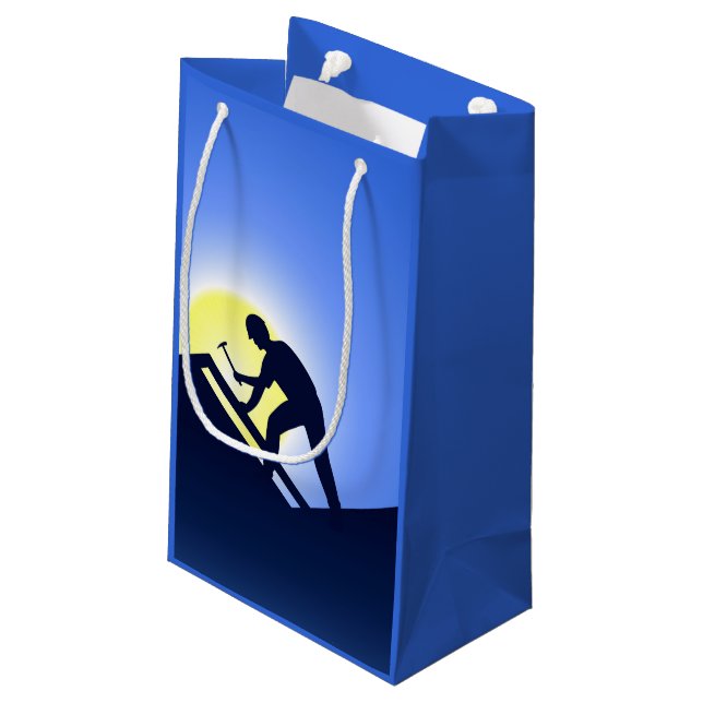 Roofing Worker Small Gift Bag (Back Angled)