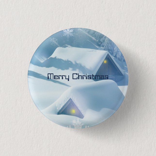 Roofs Covered with Glittering Snow  1 Inch Round Button (Front)