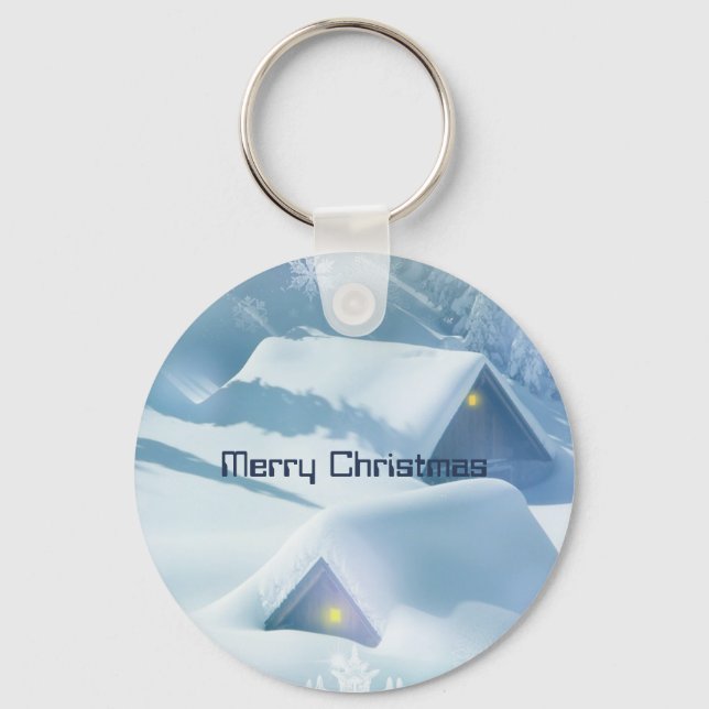 Roofs Covered with Glittering Snow Keychain (Front)