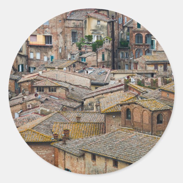 Roofs in Siena round sticker (Front)