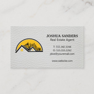Rooftop and Cityscape   Leather Background Business Card