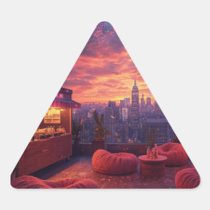 Rooftop Beats and Sunset Treats Triangle Sticker