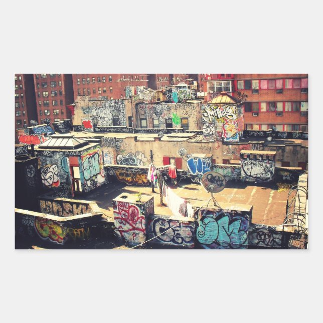 Rooftop Graffiti in Chinatown Sticker (Front)