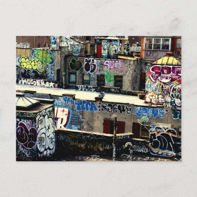 Rooftop Grafitti in New York City Postcard (Front)