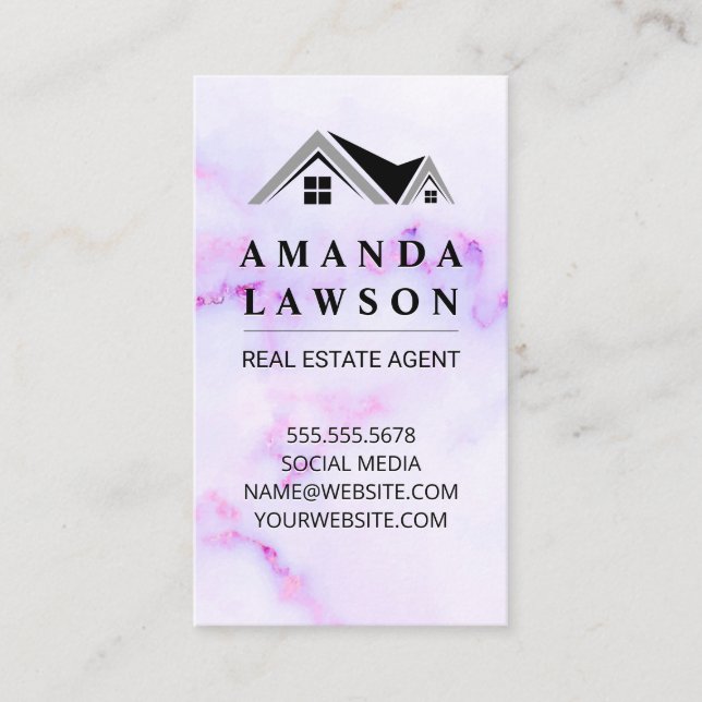Rooftop Icon |  Purple Marble Texture Appointment Card (Front)