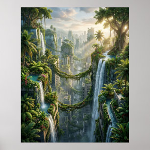 Rooftop Jungle Over the City Poster