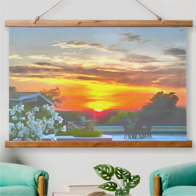 Rooftop Sunset 2295 Hanging Tapestry (Creator Uploaded)