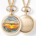 Rooftop Sunset 2295 Necklace Watch<br><div class="desc">Painting "Rooftop Sunset 2295" Collection
Personalize on the product page or click the customize button for more design options. Designed and created from my painting "Rooftop Sunset 2295" capturing a beautiful rooftop sunset at the Plaza Marina in Puerto Vallarta, Mexico. Matching products are available in this collection.</div>