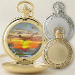 Rooftop Sunset 2295 Pocket Watch<br><div class="desc">Painting "Rooftop Sunset 2295" Collection This personalized pocket watch is a perfect gift that will stand the test of time. With an outer casing made from premium alloy, this classic timepiece is precision powered by Japanese movement. Make this a gift that goes down in time. Personalize on the product page...</div>