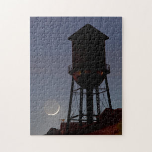Rooftop Water Tower Crescent Moon New Jersey Jigsaw Puzzle