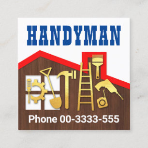 Rooftop Wood Frame Handyman Building Square Business Card