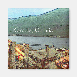 Rooftops in Korcula Magnet
