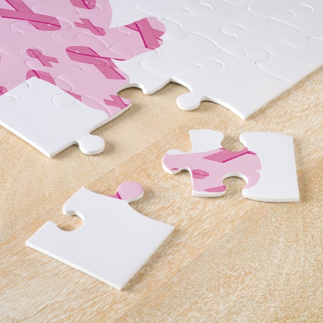 Roohound Pink Ribbon for Cancer Jigsaw Puzzle (Side)