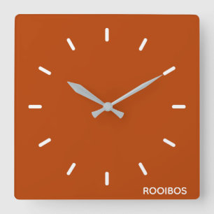 Rooibos red brown colour name square wall clock