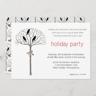 Rook and Holly Christmas Party Custom Invitation