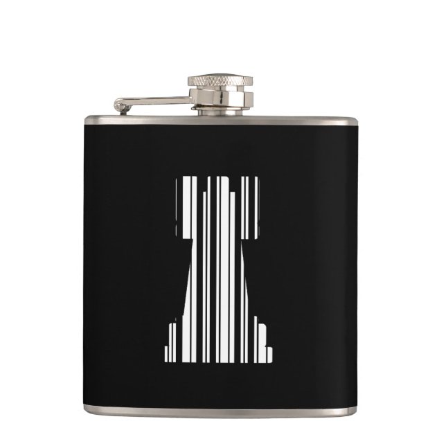 ROOK CHESS PIECE BAR CODE Game Barcode Pattern Hip Flask (Front)