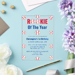 Rookie Baseball 1st Birthday Acrylic Invitations