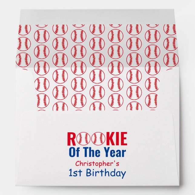 Rookie Baseball 1st Birthday Envelope (Back (Bottom))