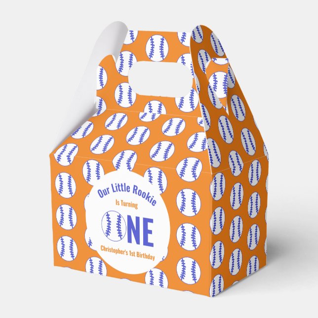 Rookie Baseball 1st Birthday Favor Box (Front Side)