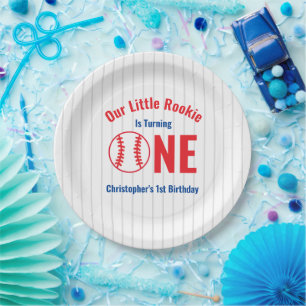 Rookie Baseball 1st Birthday Paper Plate
