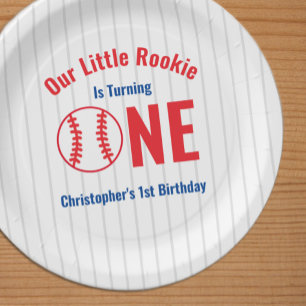 Rookie Baseball 1st Birthday Paper Plate