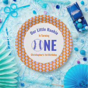 Rookie Baseball 1st Birthday Paper Plate