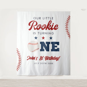 Rookie Baseball 1st Birthday Photo Backdrop Tapestry