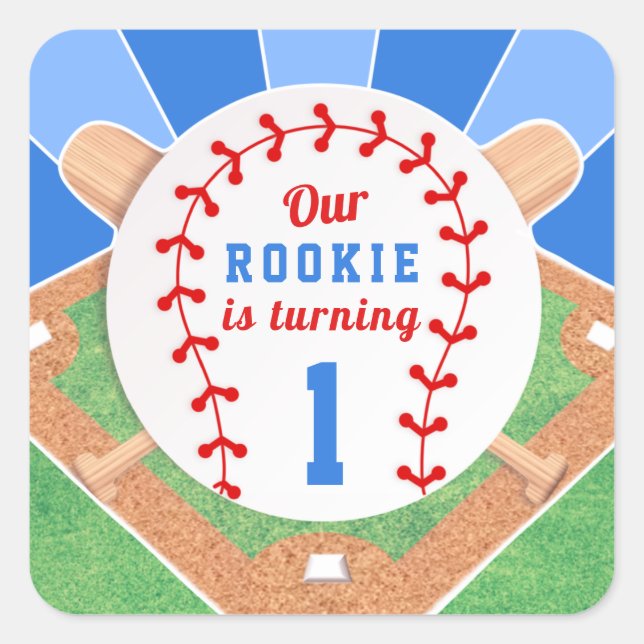Rookie Baseball 1st Birthday Sticker (Front)