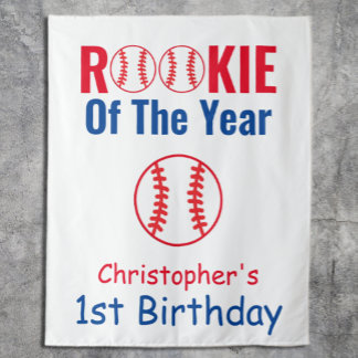 Rookie Baseball 1st Birthday Tapestry