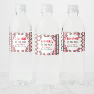 Rookie Baseball 1st Birthday Water Bottle Label