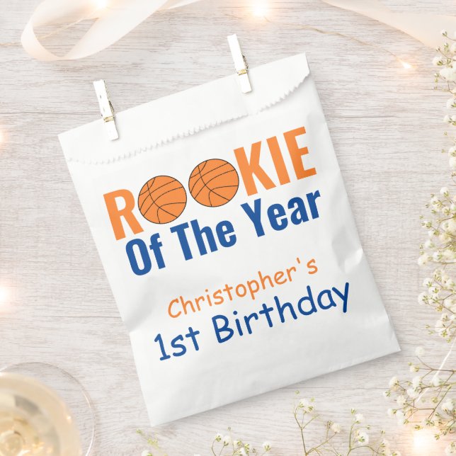 Rookie Basketball 1st Birthday Favour Bag (Clipped)