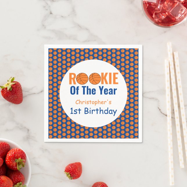 Rookie Basketball 1st Birthday Napkin (Insitu)